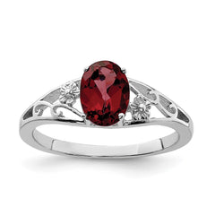 Sterling Silver Rhodium-plated Garnet Ring - 13