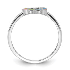 Sterling Silver RH-plated Multi-color Enameled Smiling Sun Children's Ring - 2