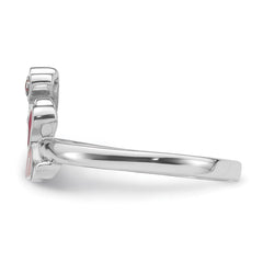 Sterling Silver Rhodium-plated Pink Enamel & CZ Elephant Children's Ring - 2