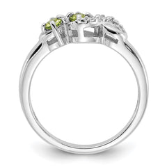 Sterling Silver Rhodium-plated Peridot and CZ Swirl Ring - 2