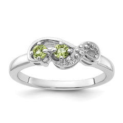 Sterling Silver Rhodium-plated Peridot and CZ Swirl Ring - 2