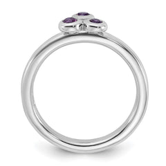 Sterling Silver Rhodium-plated Amethyst Ring - 37