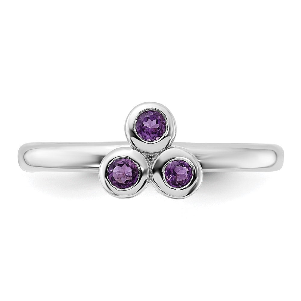 Sterling Silver Rhodium-plated Amethyst Ring - 37