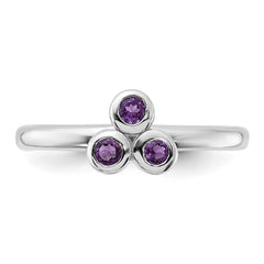 Sterling Silver Rhodium-plated Amethyst Ring - 37