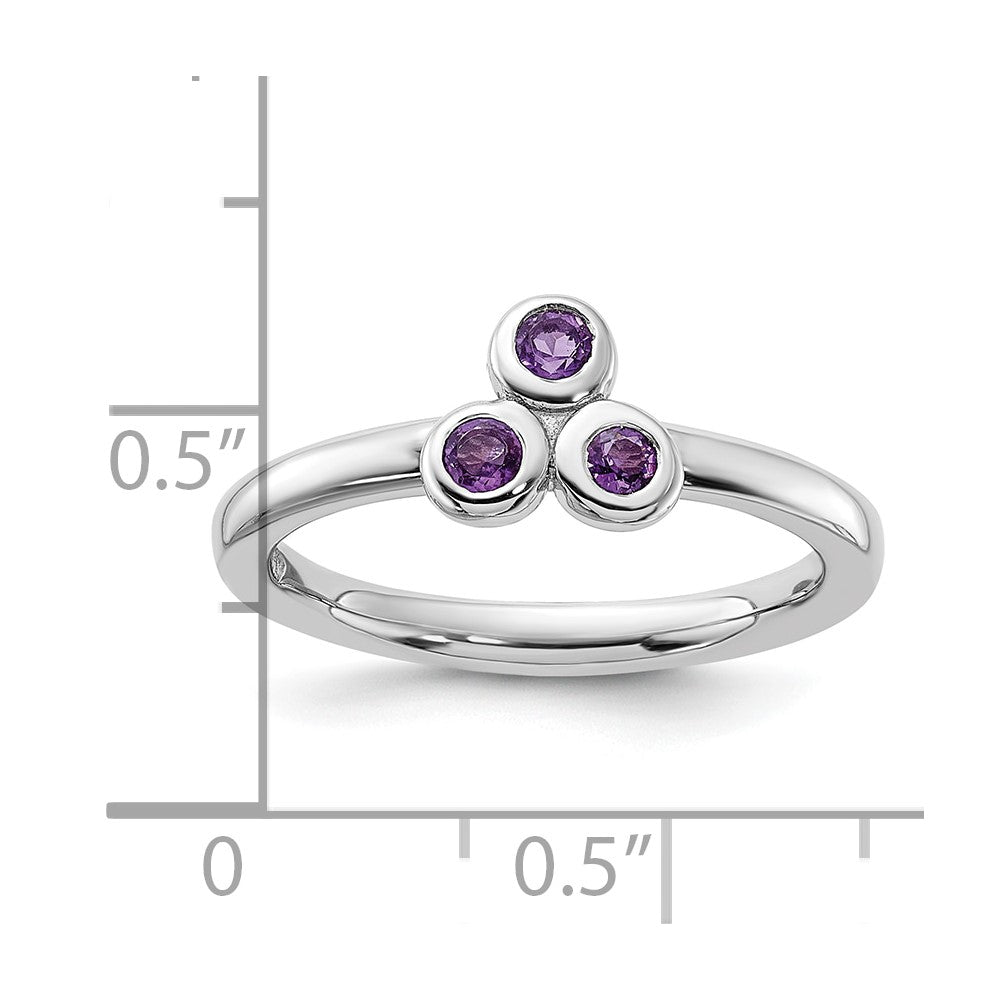 Sterling Silver Rhodium-plated Amethyst Ring - 37