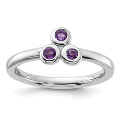 Sterling Silver Rhodium-plated Amethyst Ring - 37