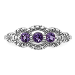 Sterling Silver Rhodium-plated Amethyst Ring - 18