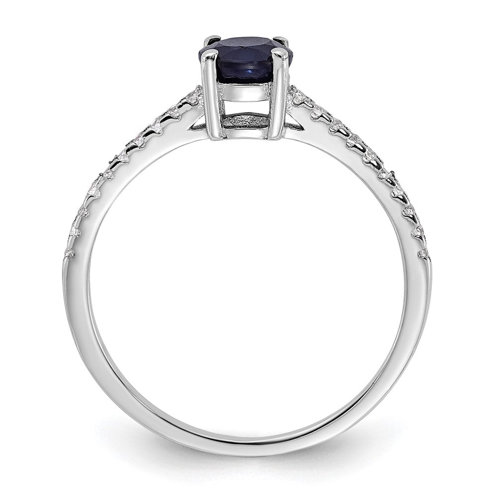 Sterling Silver Rh-plated-plated .81S Sapphire and .12WT White Topaz Ring - 3