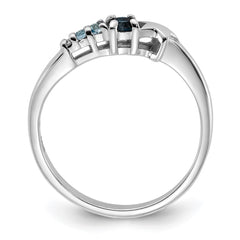 SS Rhodium London and Lt Swiss Blue Topaz and CZ Star Curve Ring - 3