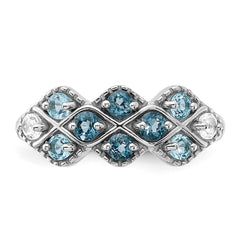 SS Rhodium-plated London Lt. Swiss Blue and White Topaz Ring - 3