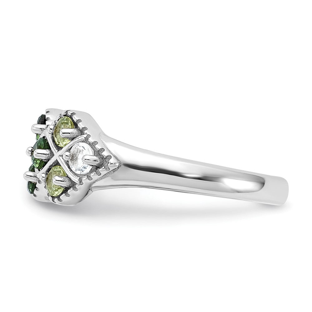 Sterling Silver Rhodium Chrome Diopside Peridot and White Topaz Ring - 3