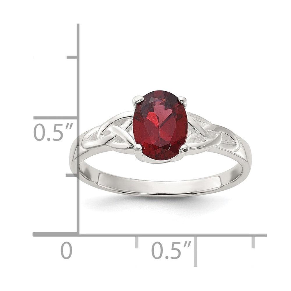 Sterling Silver Polished Garnet Ring - 3