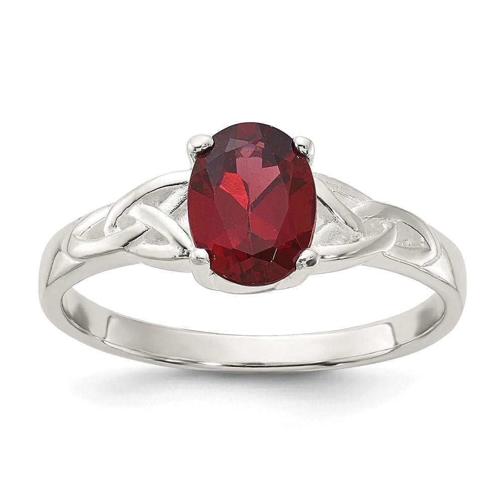 Sterling Silver Polished Garnet Ring - 2