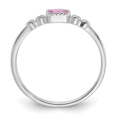 SS Rhodium-plated .43Created Pink Sapphire and .02Cr. Sapphire Ring - 3