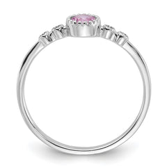 SS Rhodium-plated .37Pink and .02White Created Sapphire Ring - 3
