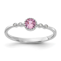 SS Rhodium-plated .37Pink and .02White Created Sapphire Ring - 3