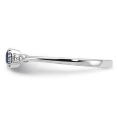 SS Rhodium-plated .02Cr. Blue Spinel and .02Cr. White Sapphire Ring - 3