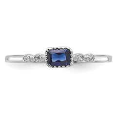 SS Rhodium-plated .02Cr. Blue Spinel and .02Cr. White Sapphire Ring - 2
