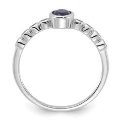 SS Rh-plated  .01Created White Sapphire .56Created Blue Spinel Ring - 2