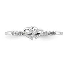 Sterling Silver E-coated CZ Heart Ring - 3