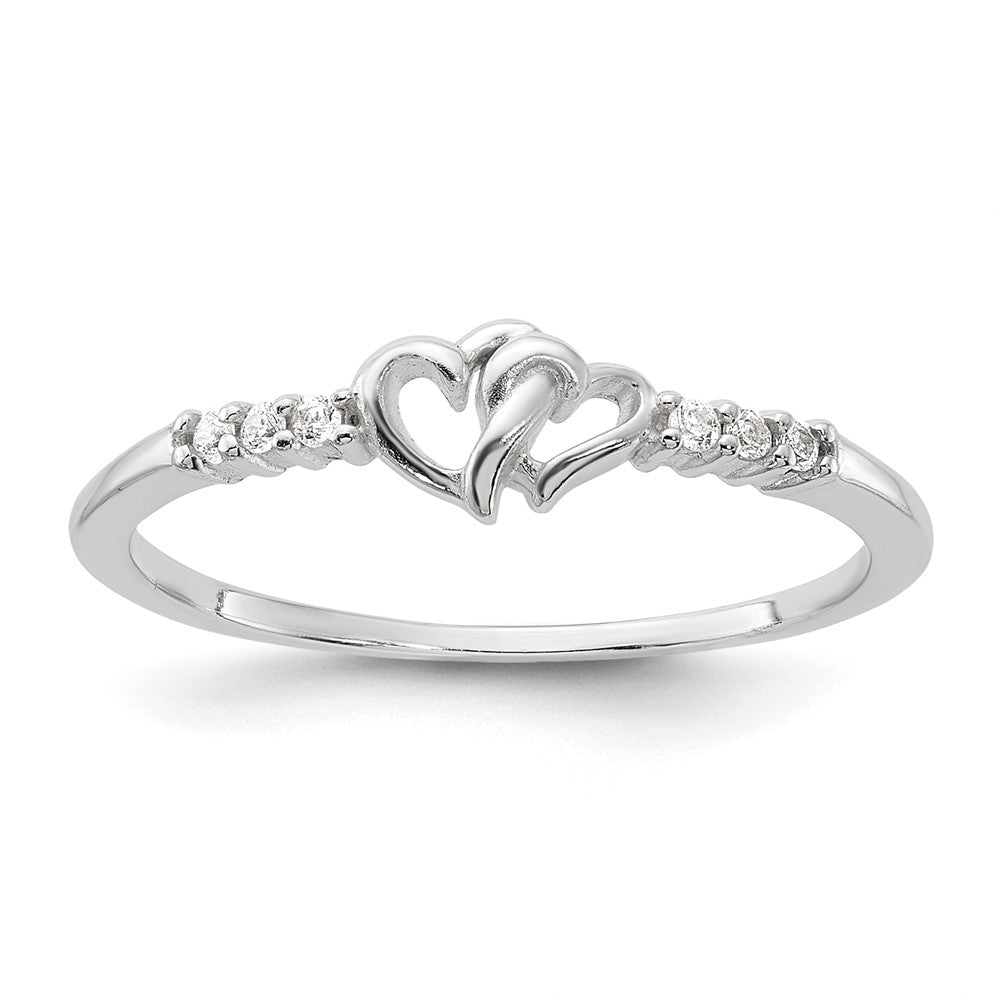 Sterling Silver E-coated CZ Heart Ring - 3