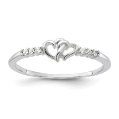 Sterling Silver E-coated CZ Heart Ring - 3