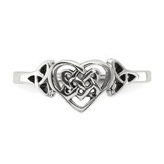 Sterling Silver Antiqued Heart with Celtic Knot Ring - 3