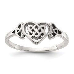 Sterling Silver Antiqued Heart with Celtic Knot Ring - 3