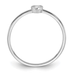 Sterling Silver Rhodium-plated CZ Heart Ring - 3