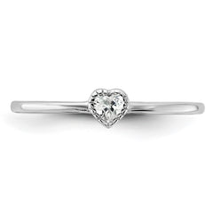 Sterling Silver Rhodium-plated CZ Heart Ring - 3