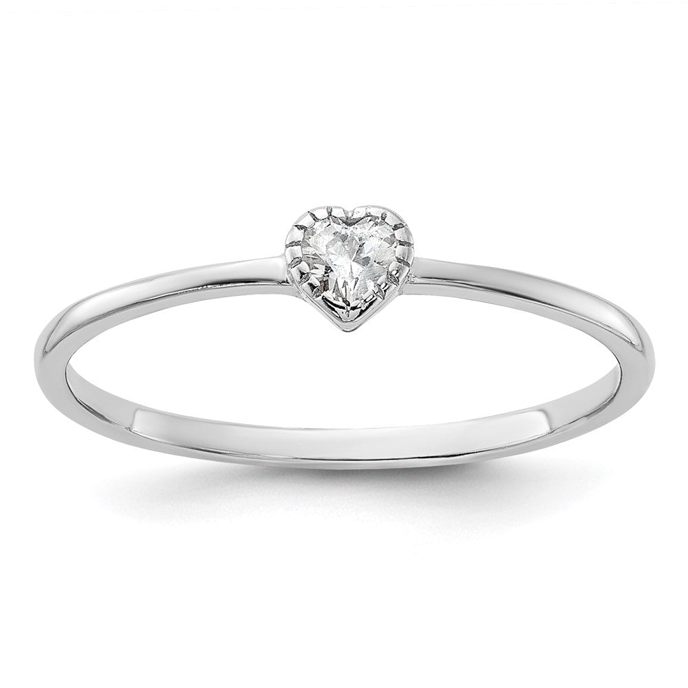 Sterling Silver Rhodium-plated CZ Heart Ring - 3