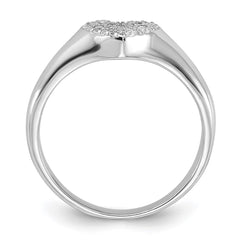 Sterling Silver Rhodium-plated Micro Pave CZ Heart Ring - 3