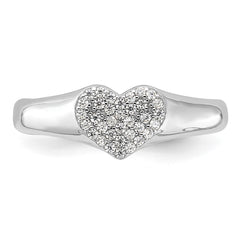Sterling Silver Rhodium-plated Micro Pave CZ Heart Ring - 3