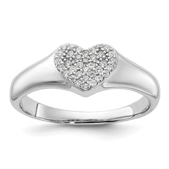 Sterling Silver Rhodium-plated Micro Pave CZ Heart Ring - 3