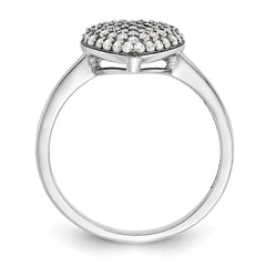 Sterling Silver Rhodium-plated Pave CZ Heart Ring - 3