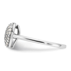 Sterling Silver Rhodium-plated Pave CZ Heart Ring - 3