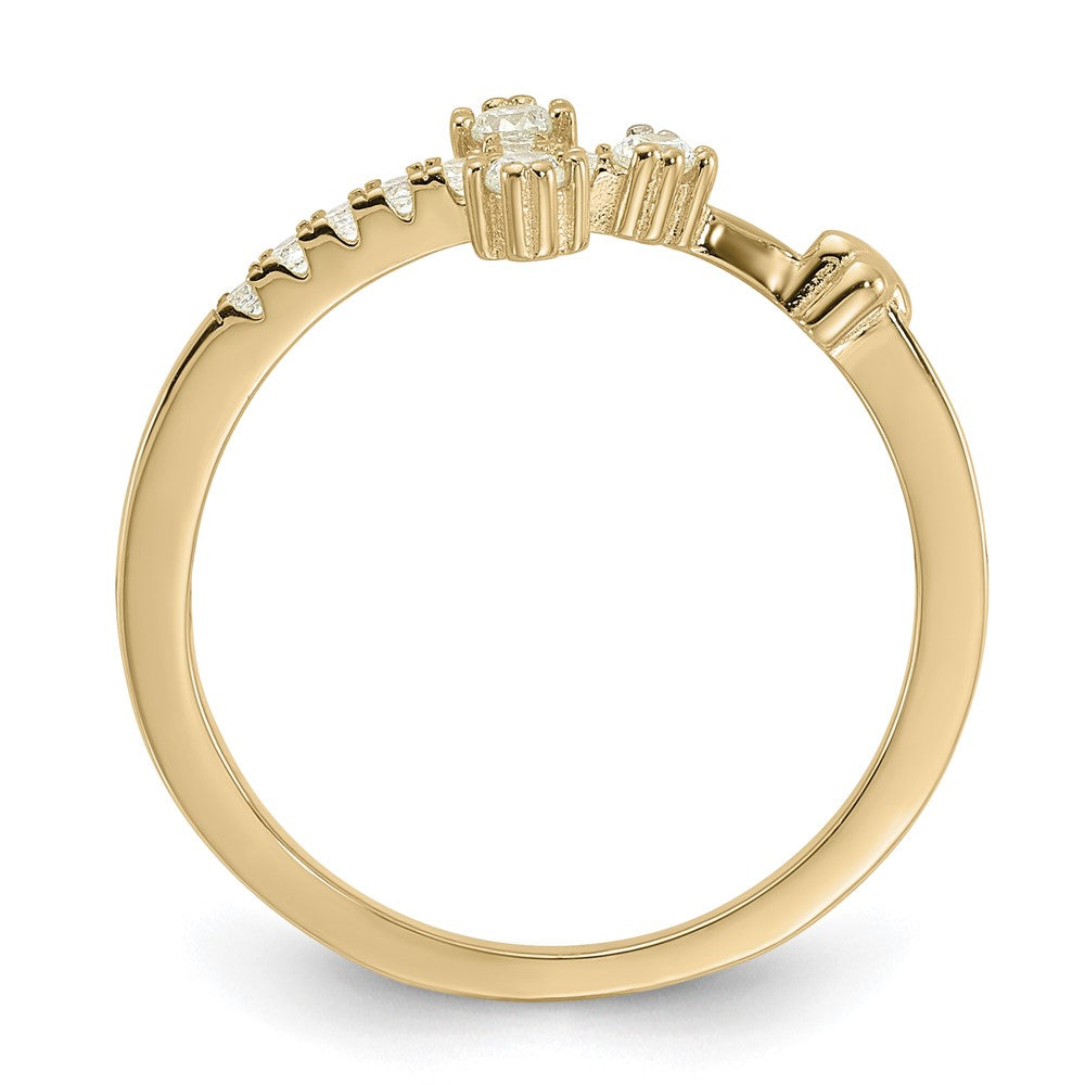 Sterling Silver Gold-tone CZ Cross Ring - 3
