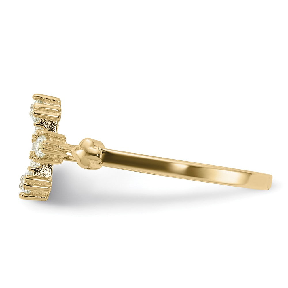 Sterling Silver Gold-tone CZ Cross Ring - 3