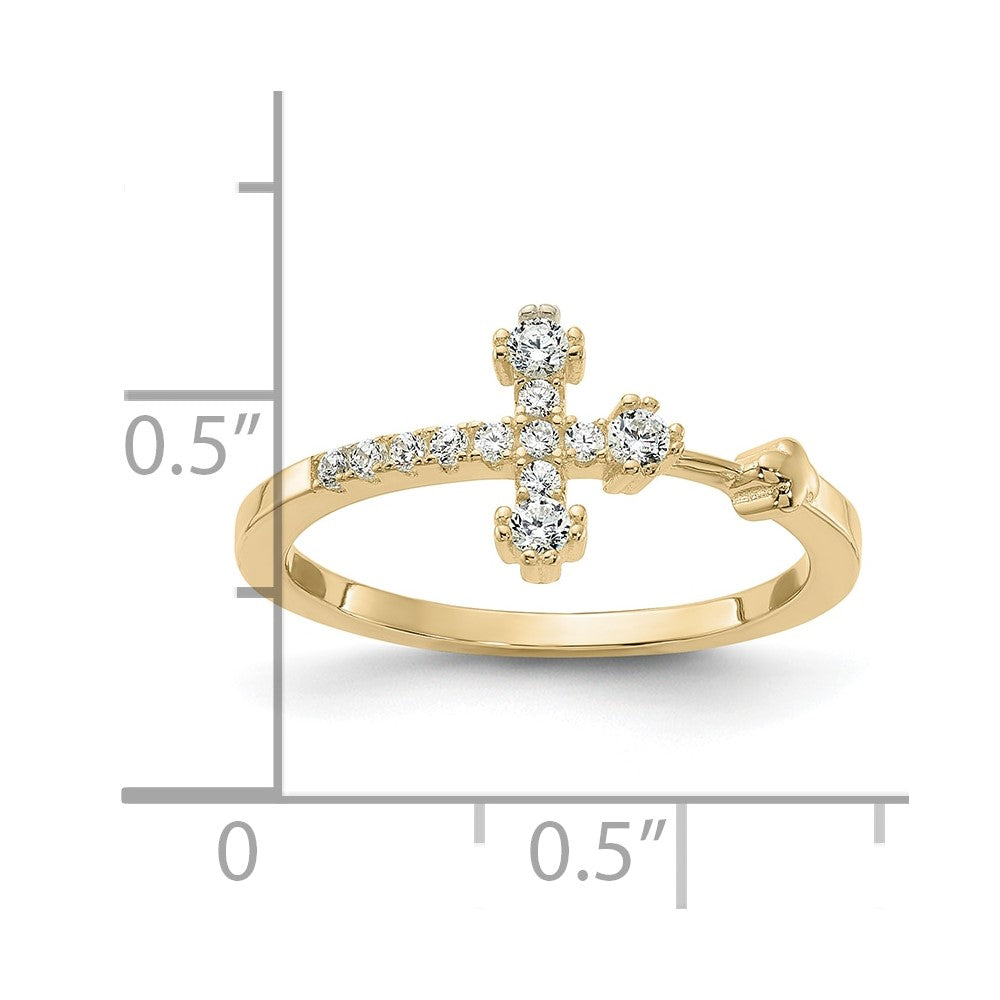 Sterling Silver Gold-tone CZ Cross Ring - 3