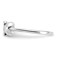 Sterling Silver Rhodium-plated Heart and CZ Cross Ring - 3