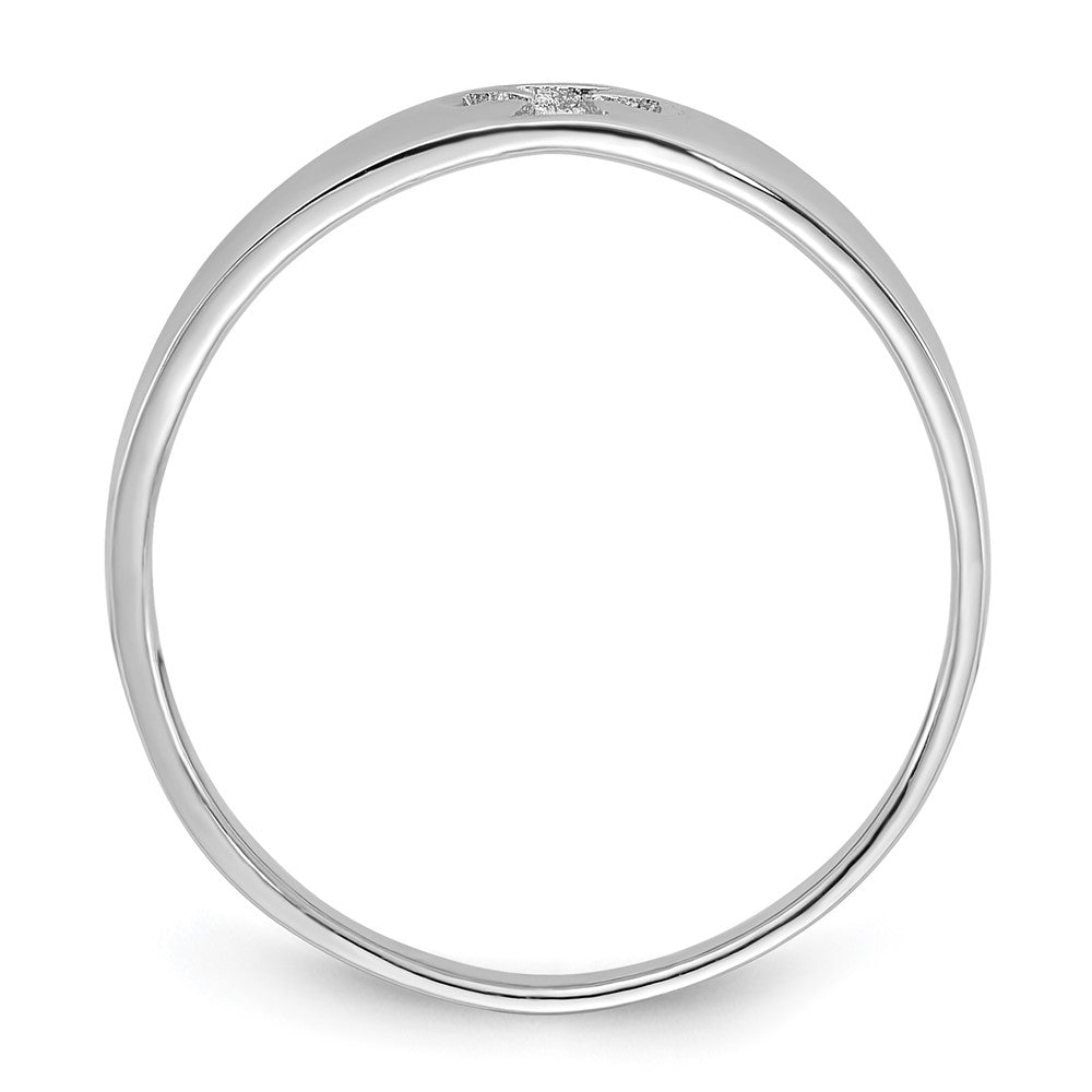 Sterling Silver Rhodium-plated Polished Cut-out Cross Ring - 5