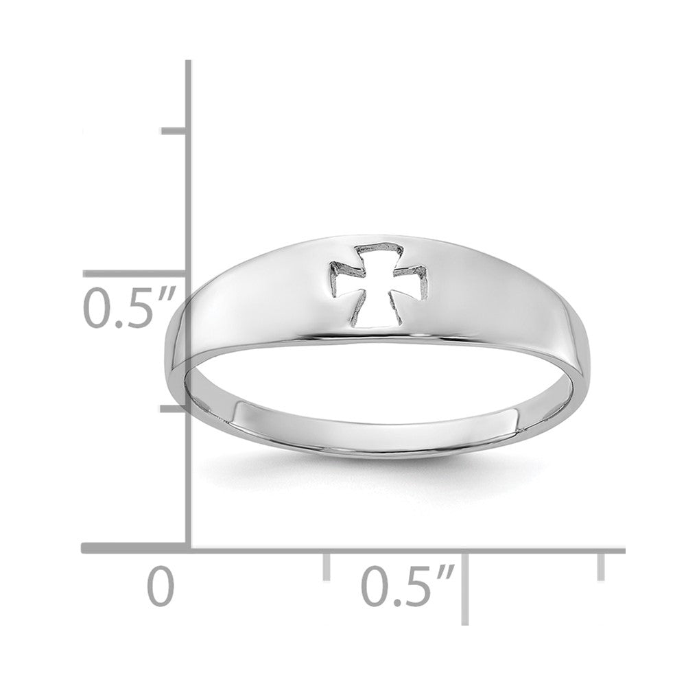 Sterling Silver Rhodium-plated Polished Cut-out Cross Ring - 5