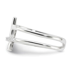 Sterling Silver E-coated CZ Cross Open Back Ring - 2