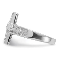Sterling Silver Rhodium-plated INRI Crucifix Ring - 3