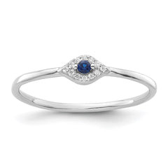 Sterling Silver Rhodium-plated Blue and Clear CZ Evil Eye Ring - 3