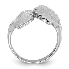 Sterling Silver Rhodium-Plated Polished Ginkgo Leaf Ring - 3