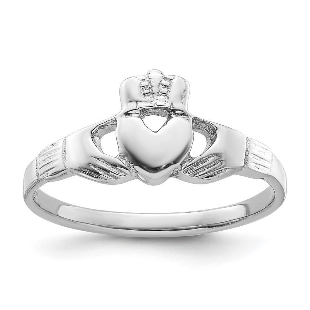 Sterling Silver Rhodium-plated Claddagh Ring - 4