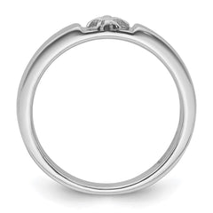 Sterling Silver Rhodium-plated Fleur-de-Lis Band Ring - 2