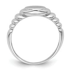 Sterling Silver Rhodium-plated Satin and Polished Signet Ring - 3