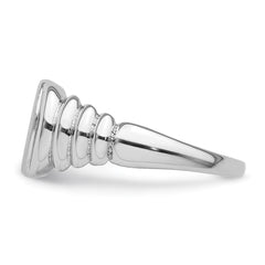 Sterling Silver Rhodium-plated Satin and Polished Signet Ring - 3